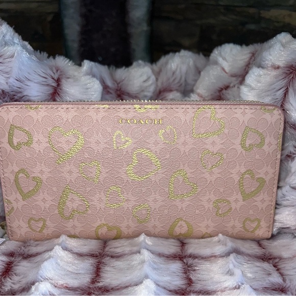 NWT Coach Poppy Waverly Hearts Accordion Zip Around Wallet 50920 Pink New